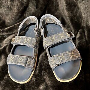 Gucci Denim GG Velcro Sandals – Light Blue – Size 39 – With Box & Dust Bags